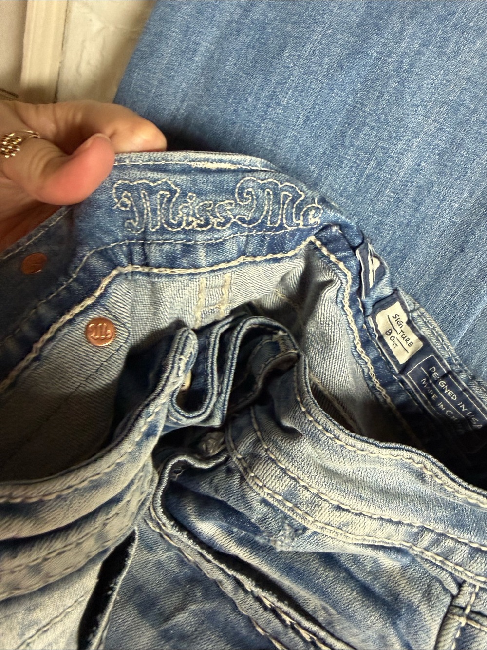 Miss Me Light Blue Faded Signature Bootcut Jeans - Picture 3 of 9